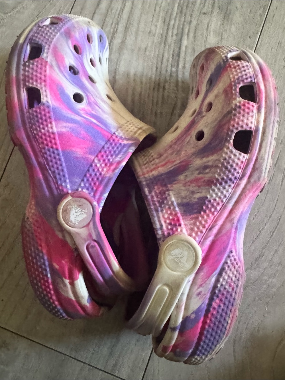 CROCS Kids Tie-Dye Pink Purple Slip-On Clogs